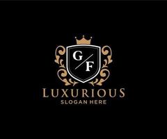 Initial GF Letter Royal Luxury Logo template in vector art for Restaurant, Royalty, Boutique, Cafe, Hotel, Heraldic, Jewelry, Fashion and other vector illustration.