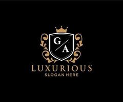 Initial GA Letter Royal Luxury Logo template in vector art for Restaurant, Royalty, Boutique, Cafe, Hotel, Heraldic, Jewelry, Fashion and other vector illustration.