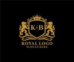 Initial KB Letter Lion Royal Luxury Logo template in vector art for Restaurant, Royalty, Boutique, Cafe, Hotel, Heraldic, Jewelry, Fashion and other vector illustration.