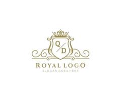 Initial QD Letter Luxurious Brand Logo Template, for Restaurant, Royalty, Boutique, Cafe, Hotel, Heraldic, Jewelry, Fashion and other vector illustration.