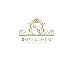 Initial QQ Letter Luxurious Brand Logo Template, for Restaurant, Royalty, Boutique, Cafe, Hotel, Heraldic, Jewelry, Fashion and other vector illustration.