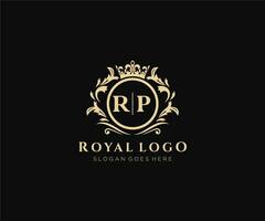 Initial RP Letter Luxurious Brand Logo Template, for Restaurant, Royalty, Boutique, Cafe, Hotel, Heraldic, Jewelry, Fashion and other vector illustration.