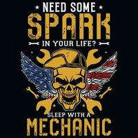 Mechanic graphics tshirt design vector