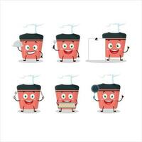 Cartoon character of pink highlighter with various chef emoticons vector