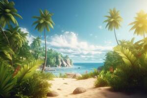 Summer tropical background with copy space. Illustration photo