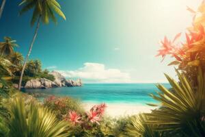 Summer tropical background with copy space. Illustration photo