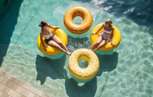 Girl in summer pool. Illustration photo