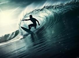 Surfer in ocean. Illustration photo