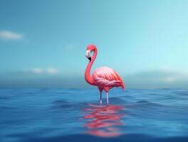 Cute summer background with pink flamingo. Illustration photo