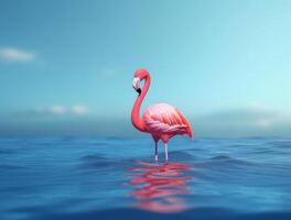 Cute summer background with pink flamingo. Illustration photo