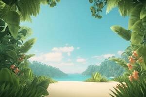 Summer tropical background with copy space. Illustration photo