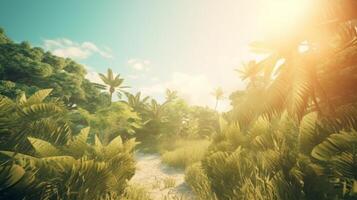 Summer tropical background with copy space. Illustration photo