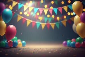 Birthday Party Balloon Background. Illustration AI Generative photo