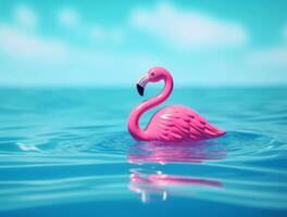 Cute summer background with pink flamingo. Illustration photo