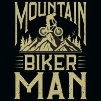 Mountain biker man adventures tshirt design vector