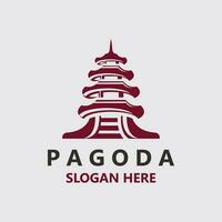 Pagoda culture logo vintage design illustration, temple heritage building vector