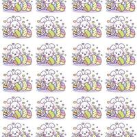 cute bunny hugging eggs celebrating easter seamless pattern vector
