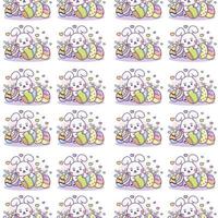 cute bunny hugging eggs celebrating easter seamless pattern vector