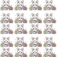 cute bunny is painting eggs for easter seamless pattern vector