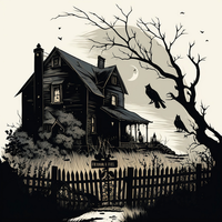 AI Generated creepy old house illustration png
