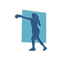 silueta de un hembra marcial Arte atleta en acción pose. silueta de un mujer Boxer puñetazos en luchando pose. vector