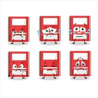 Red study book cartoon character with sad expression vector