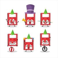 Cartoon character of red study book with various circus shows vector