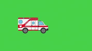 Animated ambulance green and white screen, 3D Animation video