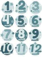 Vector numbers 1 to 12 months for newborn boy