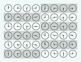 Analog Clocks Pointing at Different Hours Vector