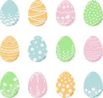 A set of Easter eggs with a floral pattern. Spring illustration for the Easter holiday. Flat style vector image