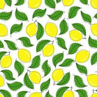 Seamless pattern with lemons and leaves. vector