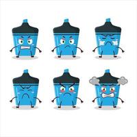 Blue highlighter cartoon character with various angry expressions vector