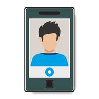 Mobile phone with video call. Vector illustration