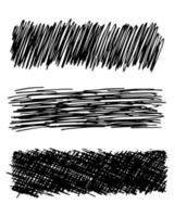 Sketch scribble smear. Set of three black pencil smears in the shape of a rectangle on white background. Great design for any purposes. Vector illustration.