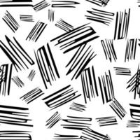 Seamless pattern with black pencil brushstrokes in abstract shapes on white background. Vector illustration