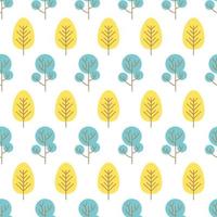 Seamless pattern with colored trees on white background. Vector illustration.