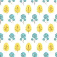 Seamless pattern with colored trees on white background. Vector illustration.