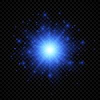 Light effect of lens flares. Blue glowing lights starburst effects with sparkles vector