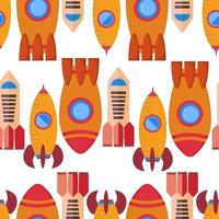 Seamless pattern with space rocket. Vector illustration.