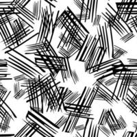 Seamless pattern with black pencil brushstrokes in abstract shapes on white background. Vector illustration