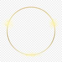 Gold glowing circle frame isolated on background. Shiny frame with glowing effects. Vector illustration.