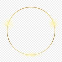 Gold glowing circle frame isolated on background. Shiny frame with glowing effects. Vector illustration.