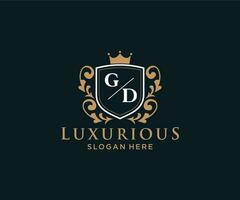 Initial GD Letter Royal Luxury Logo template in vector art for Restaurant, Royalty, Boutique, Cafe, Hotel, Heraldic, Jewelry, Fashion and other vector illustration.