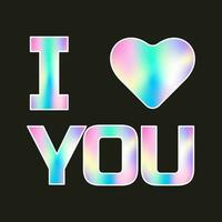 Holographic Valentines day sticker. Hologram label of different shapes. Vector sticker for design mockups. Holographic textured sticker for preview tags, labels