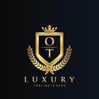 OT Letter Initial with Royal Luxury Logo Template vector