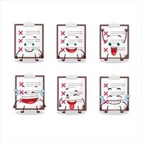 Cartoon character of clipboard with cross check with smile expression vector