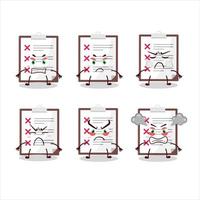 clipboard with cross checkboard cartoon character with various angry expressions vector