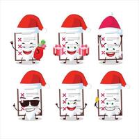 Papa Noel claus emoticones con portapapeles con cruzar cheque dibujos animados personaje vector