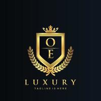 OE Letter Initial with Royal Luxury Logo Template vector